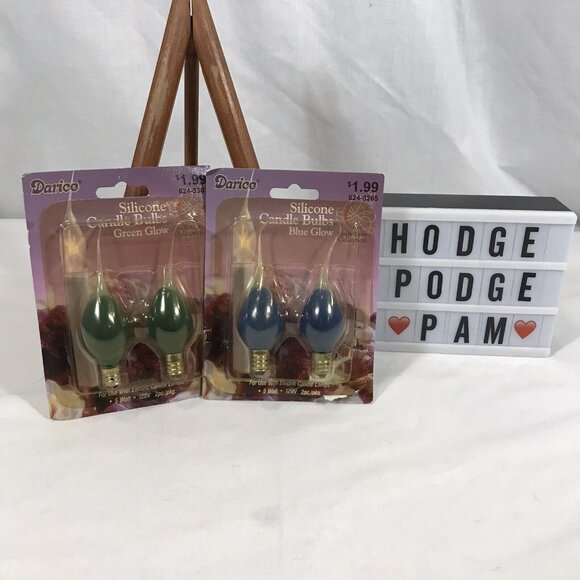 Electric Candle Lamps Silicone Replacement 4 Bulbs Blue Green Darice Christmas - Picture 7 of 8